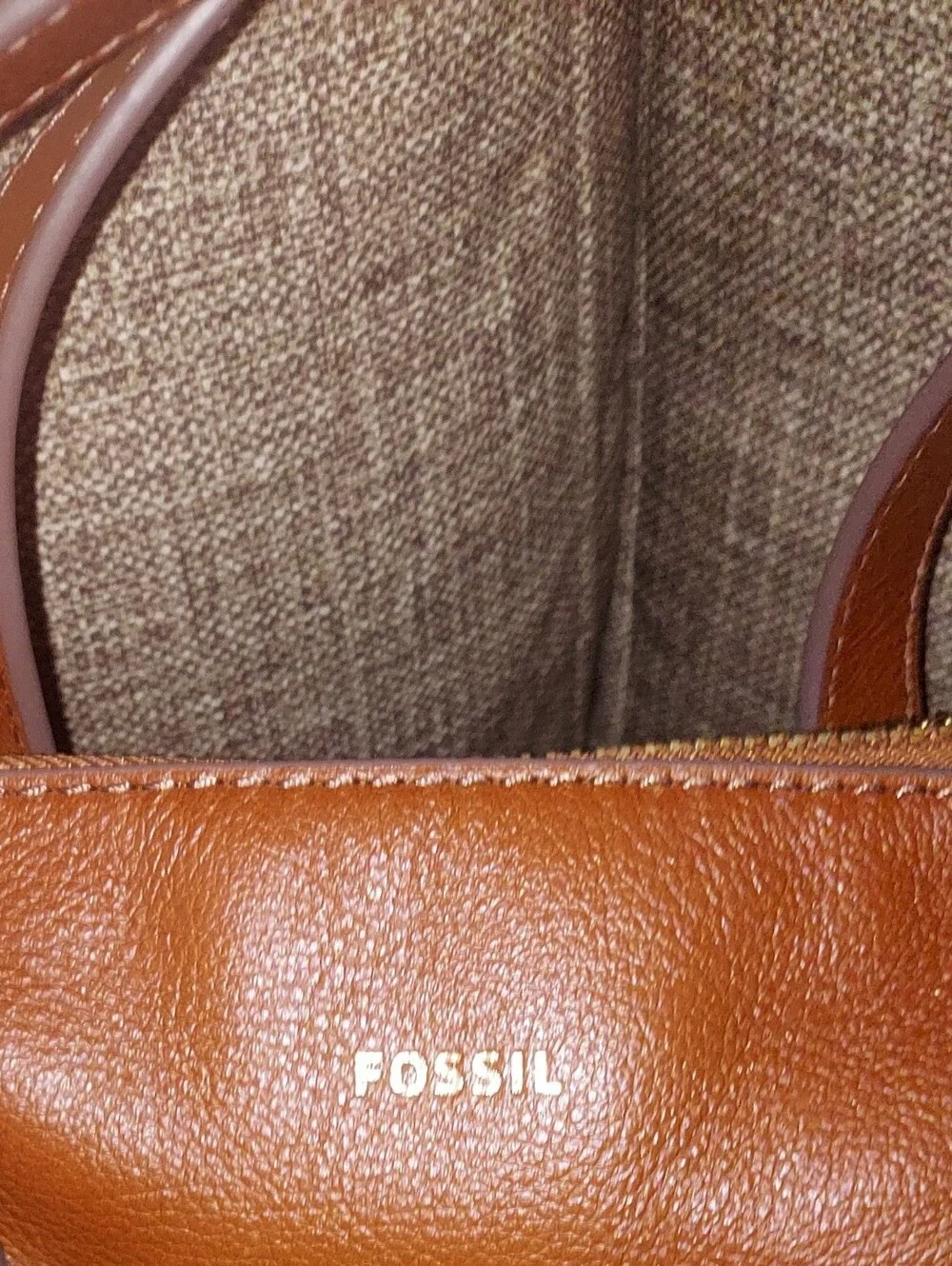 Fossil Tan Leather Crossbody Satchel